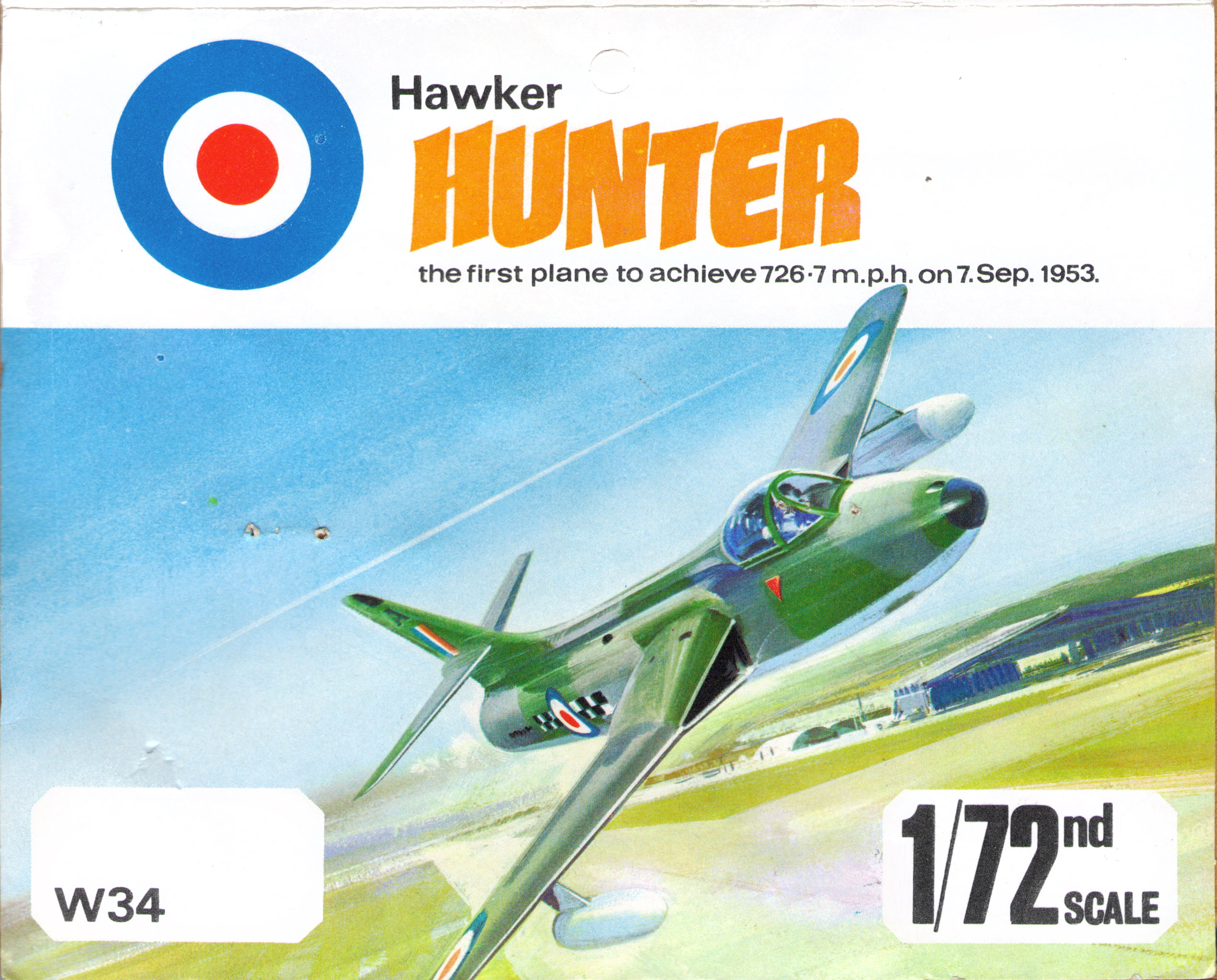 Rovex W34 Hawker Hunter F1 header card, 1968
